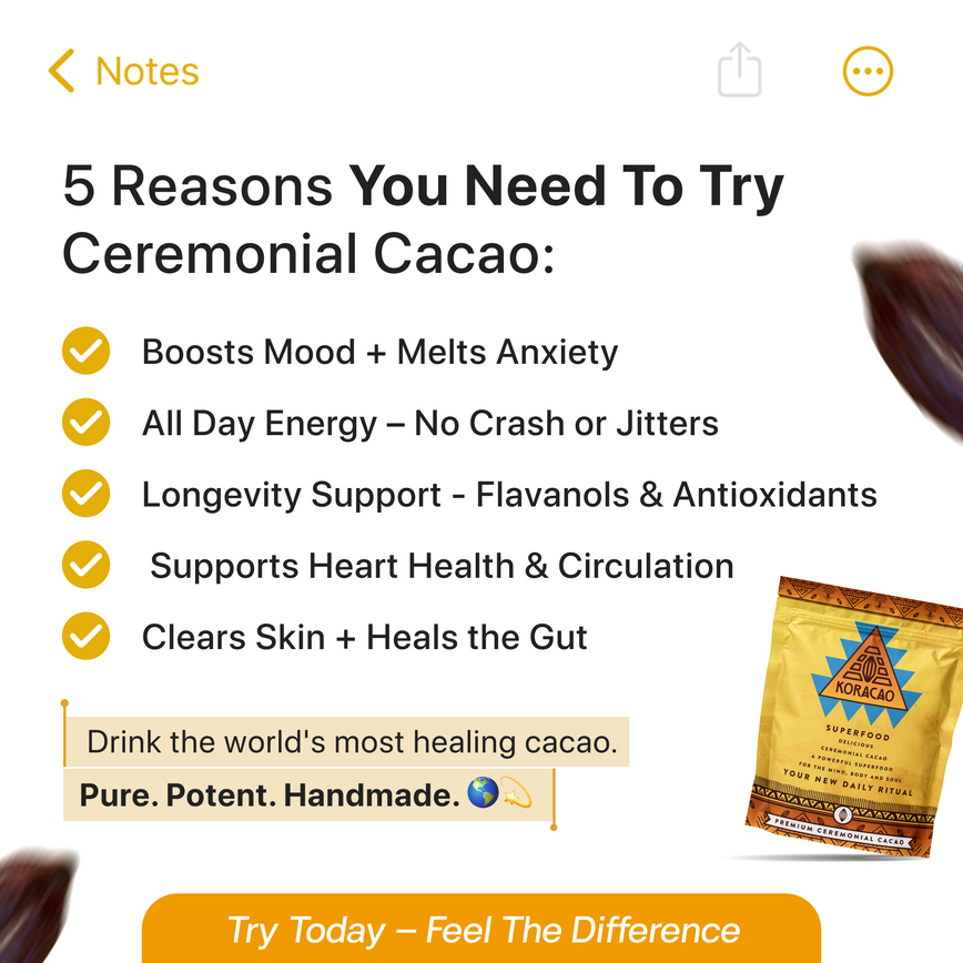 Koracao Ceremonial Cacao – High Flavanol - Coffee Alternative - Mood, Energy & Longevity Superfood - 1LB