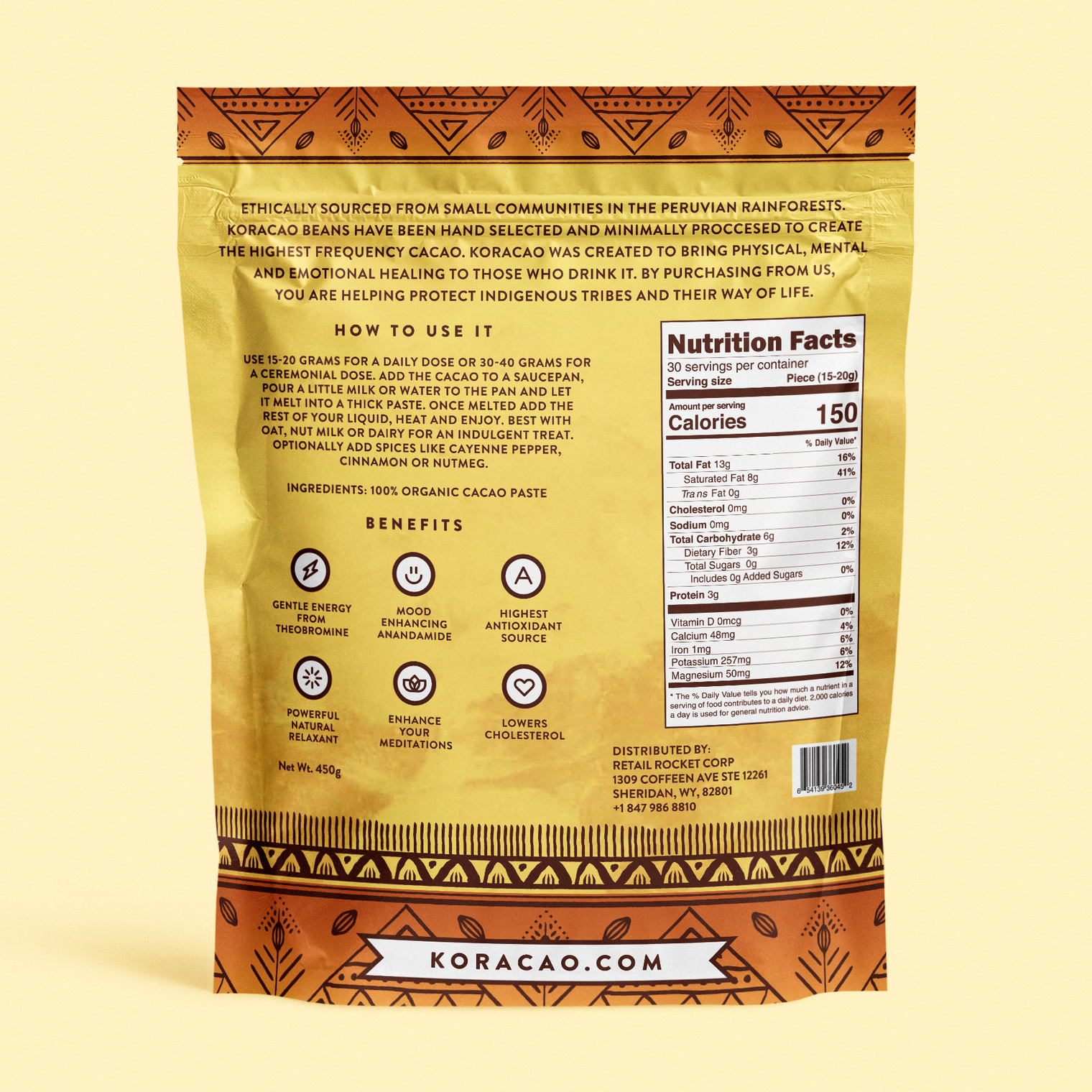 Peruvian Ceremonial Cacao Chunks 450G