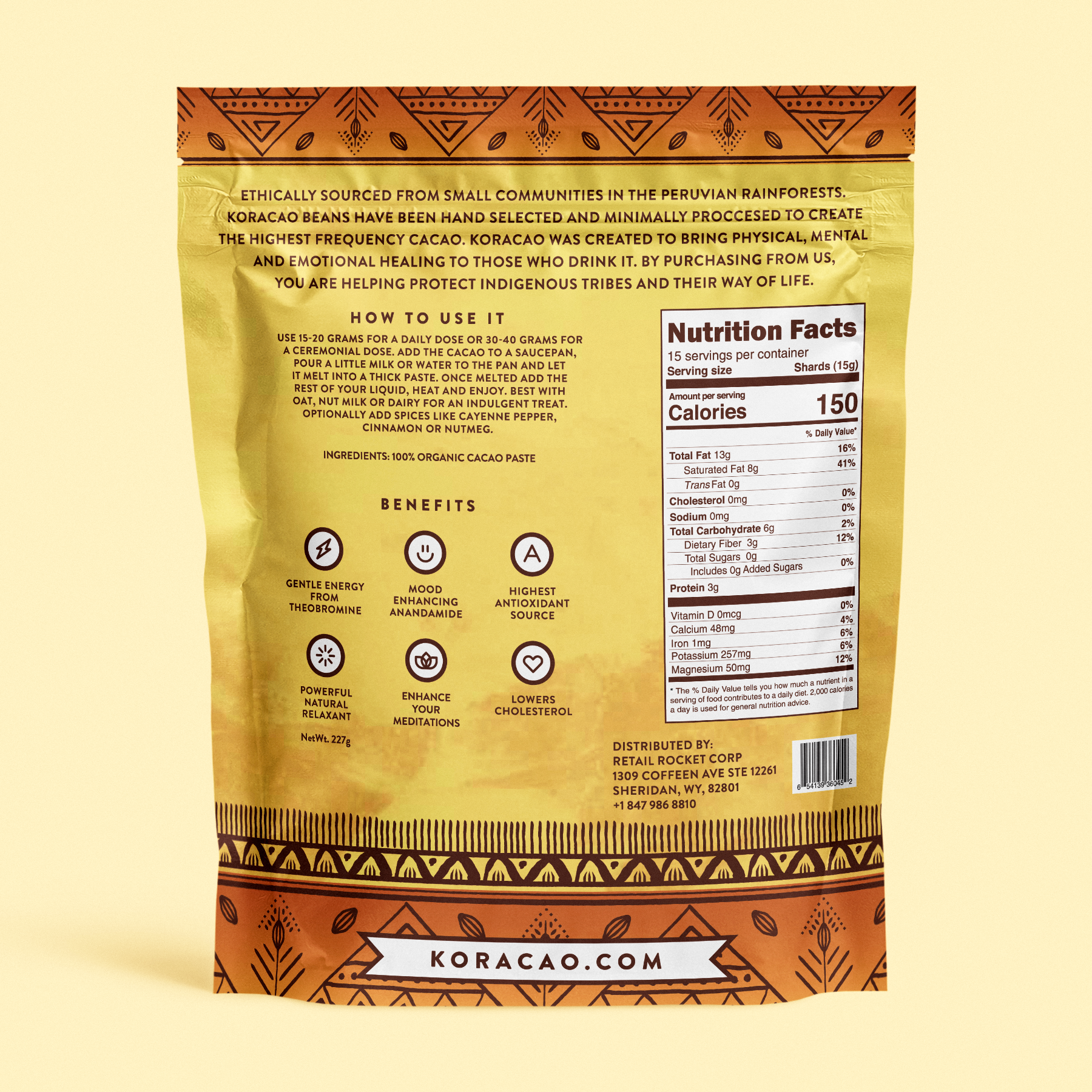 Koracao Ceremonial Cacao 227G - One Time